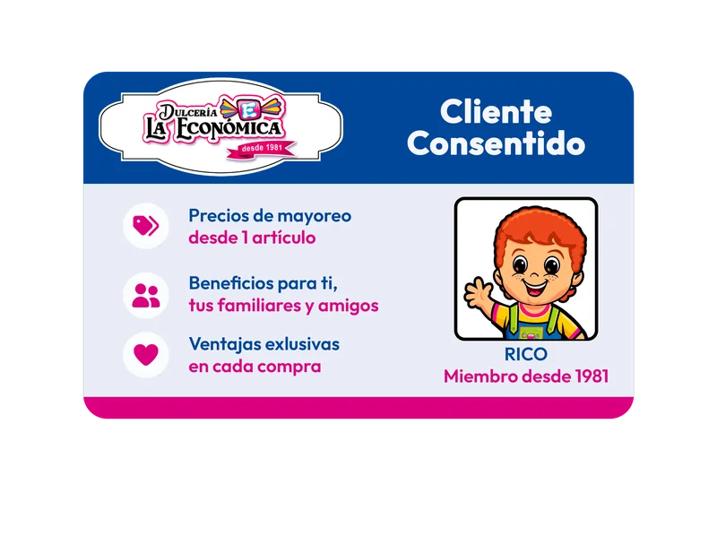 Tarjeta de Cliente Consentido - Programa de lealtad Dulcería La Económica